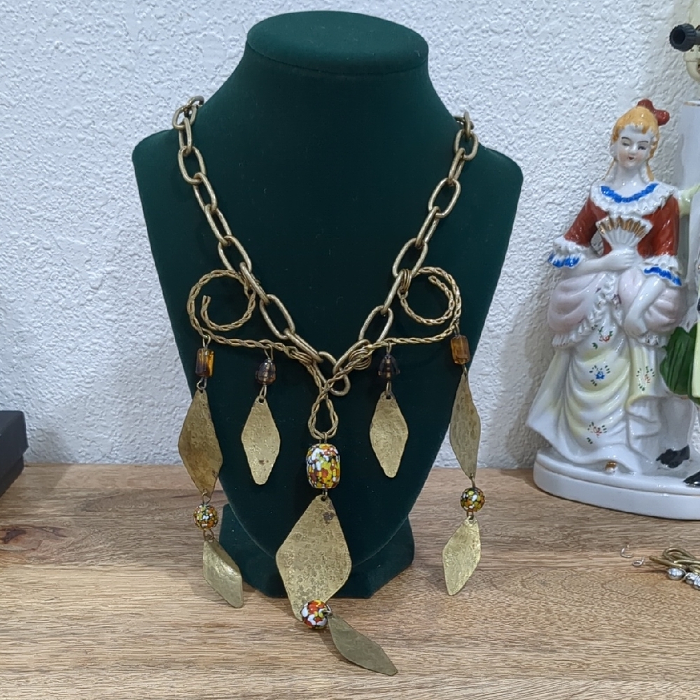 Bohemian Statement Necklace with Beaded Accents